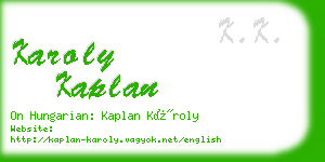 karoly kaplan business card